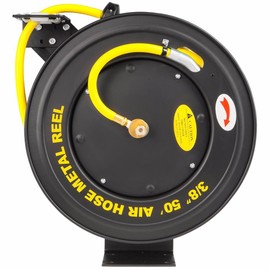 XtremepowerUS Auto-Rewind Retractable 50-Ft x 3/8-Inch Air Hose Reel with Rubber Hose