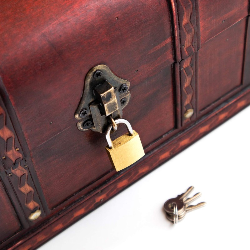 Caribe Treasure Chest with Lock and Key Wooden Chest 28