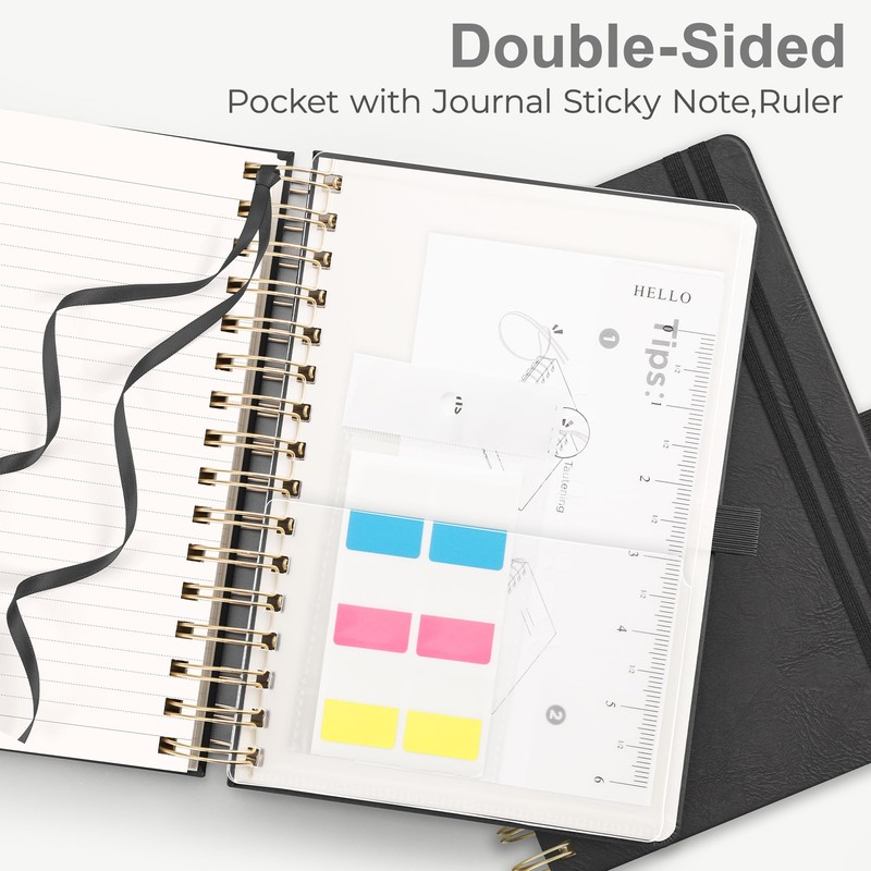 RETTACY Graph Paper A5 Notebook- Thick Grid Notebook Leather Hardcover,Spiral