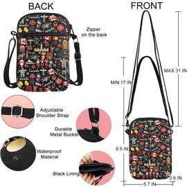 JNIAP Canada Crossbody Bag Canada Trip Gifts Canada Maple Leaf Travel Purse Canada Themed Gifts, Canada Bl Cb