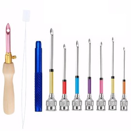 Punch Needle Needle Punch 10-Pack Punch Needle Embroidery Kit Punch Needle Set Multi-Size Poking Needle Set with Wooden Handles Suitable for Adult Beginners DIY Embroidery Handicrafts