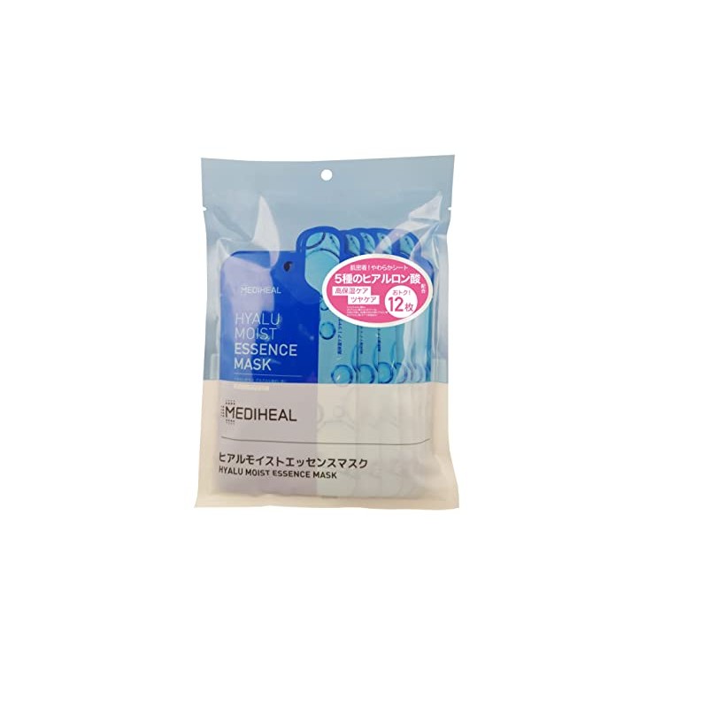 MEDIHEAL, Hyal Moist Essence Mask, 12 Masks, Highly Moisturizing Care,