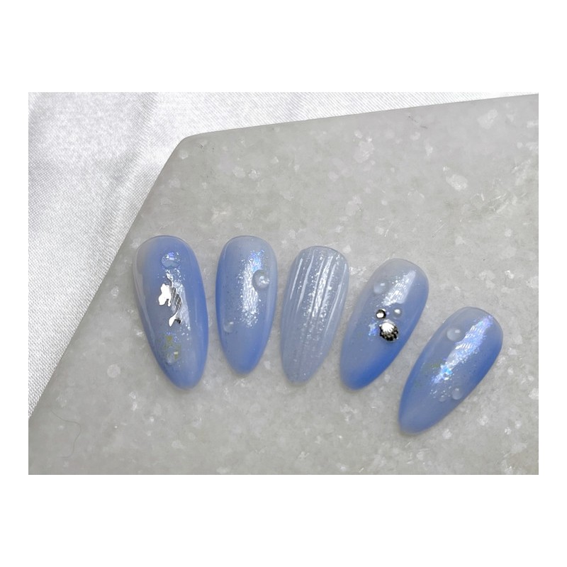 [Dune] Little MermaidHandmade nail tips filled with sea-like marbles -