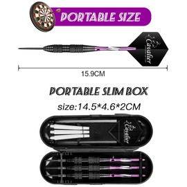 flintronic 3 Pack Steel Darts Set, Professional 24g Darts Tip with Non-Slip Stainless Steel Shaft, Poly Flights, PVC Shafts, Dart Sharpener, Rubber Rings, Flight Protecter, with Gift Box