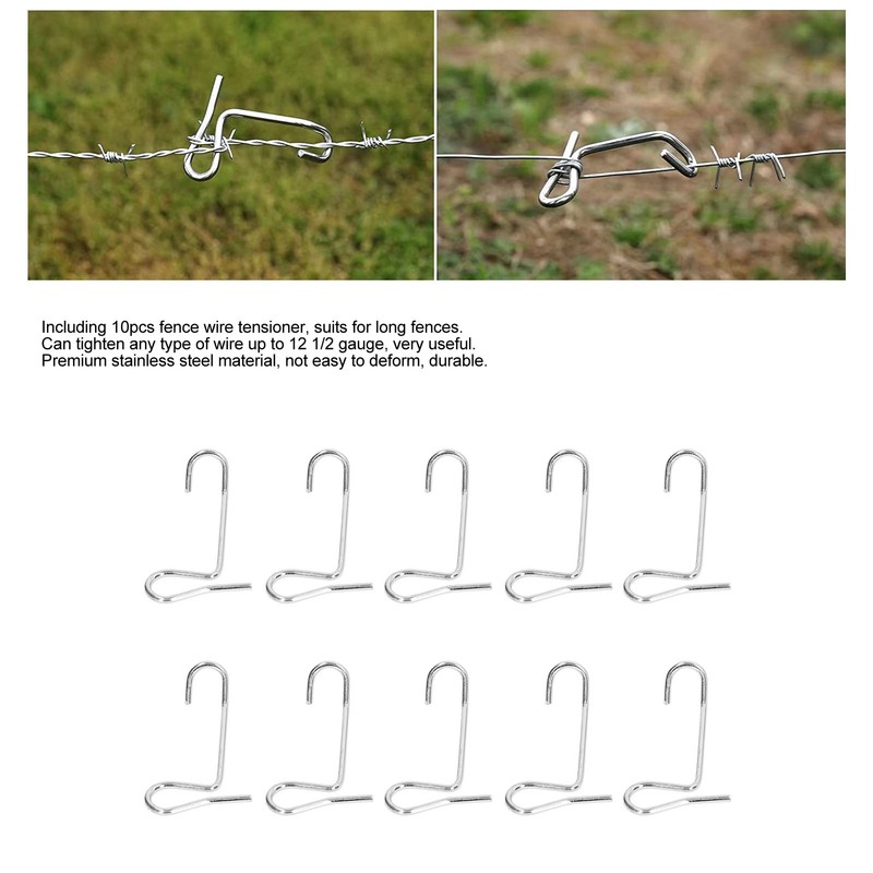 10Pcs Fence Wire Tightener Barb Tensioner Twisting Tool Stainless Steel