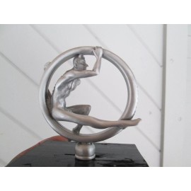 speed demon, satan ,lucifer riding tire  hotrod car hood ornament