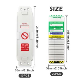 Waterproof Ladder Inspection Tag Kit - Includes 10 Holders & 20 Inserts, Suitable for All Ladder Types(10 Holders and 20 Inserts)