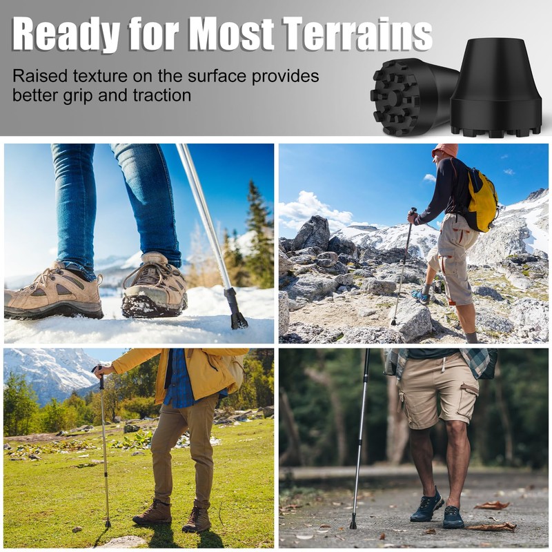 supregear 4-Pack Replacement Rubber Tips for Trekking Poles and Walking