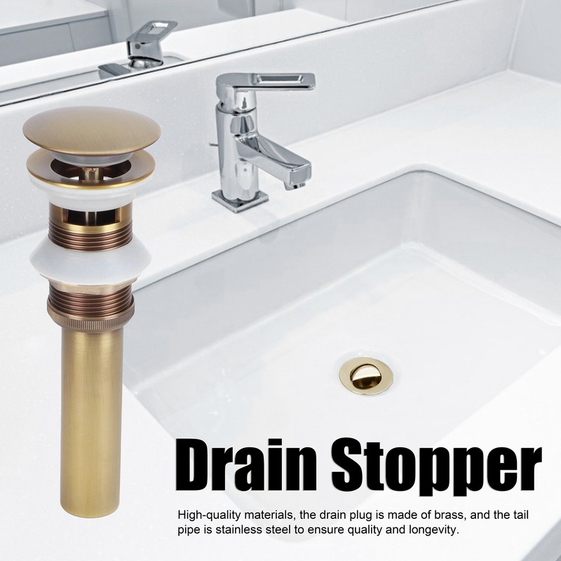 Brass Popup Drain Stopper Bathroom Basin Sink Draining Without Overflow