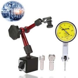 Dial Indicator and Magnetic Base, 0 ~ 0.8 mm Dial Indicator with Magnetic Holder with Central Clamping Dial Gauge Precision 0-0.8 mm, Adjustable Flexible Magnetic, Shockproof