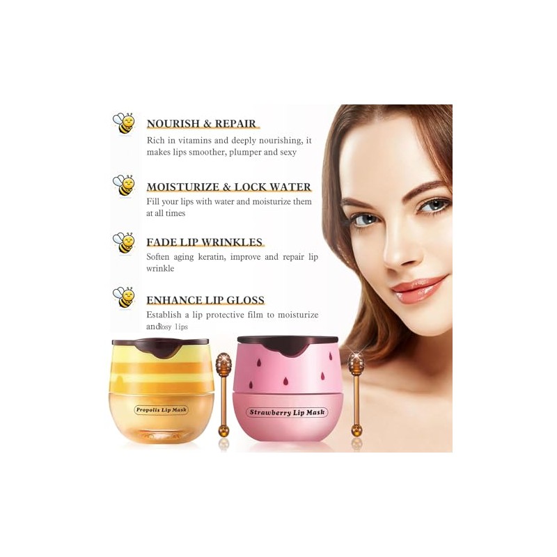 4 unidades de bálsamo labial de abeja, máscara de labios,