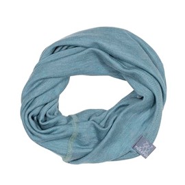 PICKAPOOH Strunzel Organic Virgin Wool/Silk Multifunctional Scarf for Children and Adults, Sea Green, Size 2, Dijon grey striped