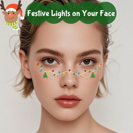 Christmas Glitter Freckles Face Tattoo, Sparkle Freckles Makeup Patches for Face Rave Accessories (Christmas Glow)