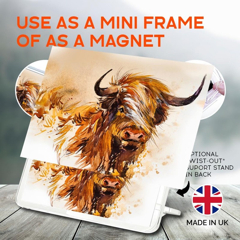 Classic Rectangle Magnet with Stand - Highland Cow Cattle Art