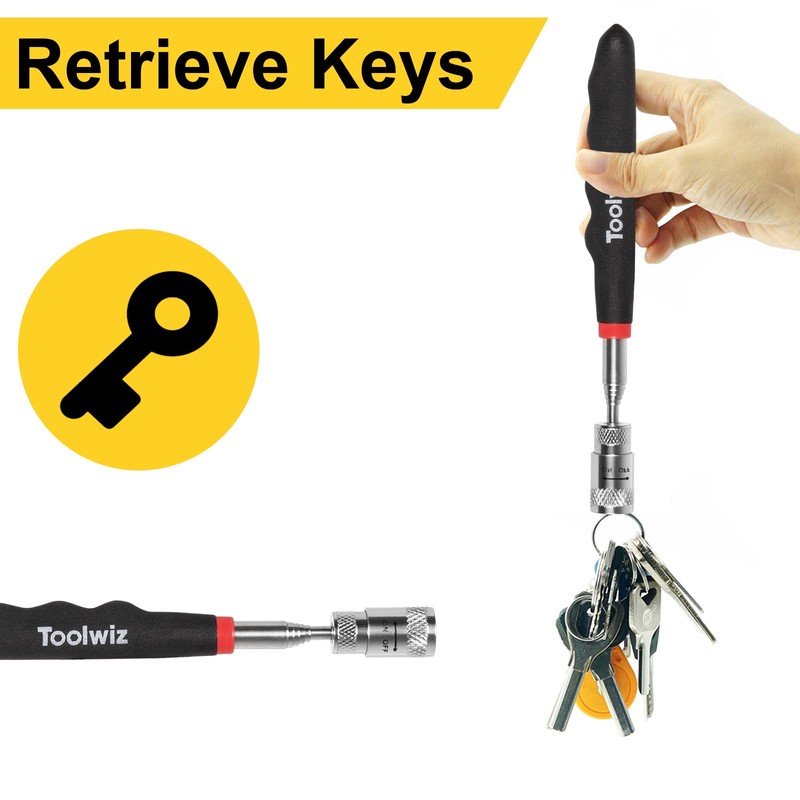 Toolwiz Magnetic Telescoping Pickup Tool 8 Lb, Portable Extendable Magnet