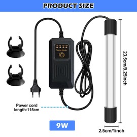 Aquarium Uv Sterilisator Licht Mit Timer, 9w Aquarium Uv Licht, Wasserdichter Uv-Sterilisator, Zuhause Uv Sterilisator Lampe, Uv Klärer Aquarium Für Reinigung Von Aquarien Aquarium Pools