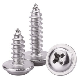 #10 x 3/8" Phillips Pan Washer Head Wood Screws Self Tapping Screws, 304 Stainless Steel 18-8, Corrosion Resistant Sheet Metal Screws Tek Screws, 100 PCS