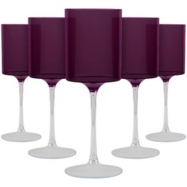 Bluesky Purple & Clear Two-Tone Wine Glass Set - 14 Oz (5 Pieces) - Elegant, Sophisticated Design for Upscale Events & Unforgettable Moments – Ideal for Wine Tasting, Celebrations, and Gifting