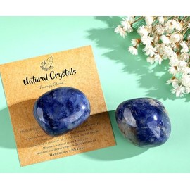 Sahoottie SAHOOTTIE Blue Sodalite Crystal 1.6-1.8" Blue Sodalite Gemstones Healing Crystal Blue Sodalite Polished Gemstone Tumbled Stone Blue Sodalite Pocket Stone for Crystal Lovers Beginners Collectors 1pc