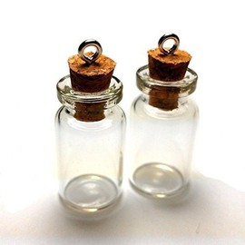 Moxx 40 Mini Glass Bottles 1-inch Message Treasure Charm Pendant Kit Makes 50 Bottle Pendants