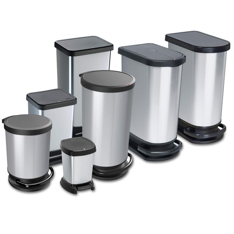Rotho 1165080747 Pedal Bin Paso, capacity 6 l, metallic-look, made