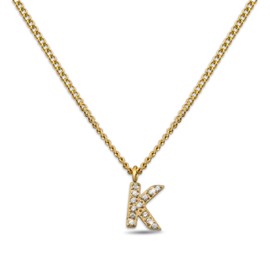 Gold Letter Chain for Women I 18K Gold-Plated Necklace with Zirconia Initials I Golden, Stainless Steel Letter Chain, Stainless Steel