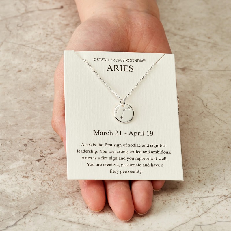 Philip Jones Aries Zodiac Star Sign Disc Necklace Created with