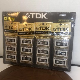 TDK Vintage  TDK MC60 12 Pack Microcassette Recording Tape NOS Sealed Pack