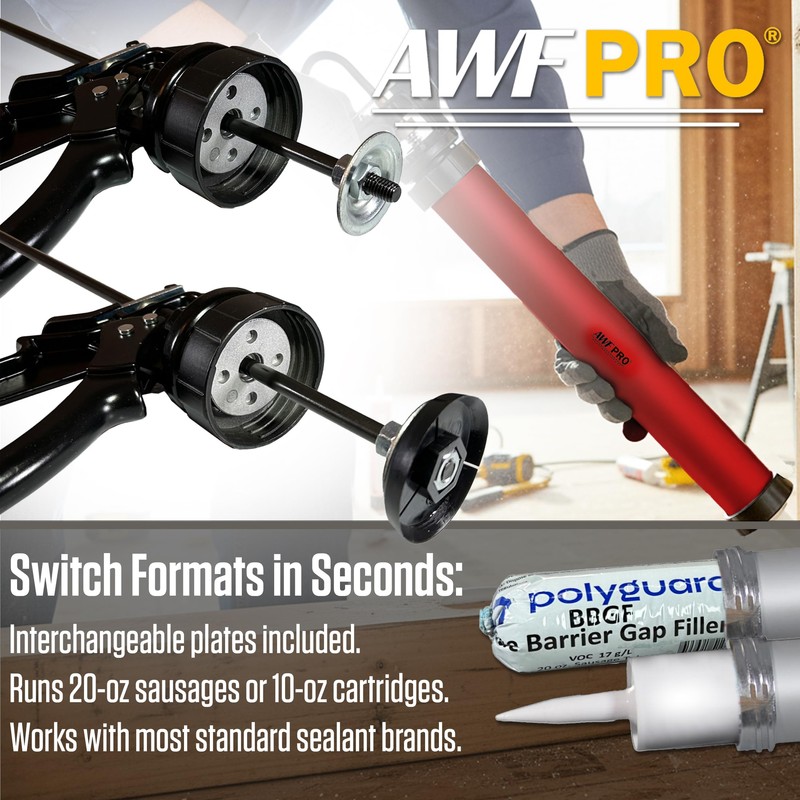 AWF PRO Sausage Caulking Gun, 20 oz Foil Pack and