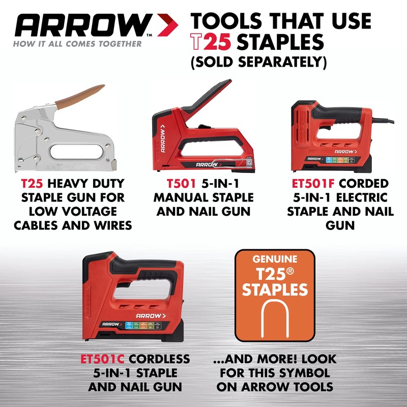 Arrow 259 T25 Heavy Duty Steel Staples for Installing Low