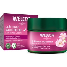 WELEDA Bio Glättende Nachtpflege Wildrose & Weißer Tee - Naturkosmetik Natural Aging Gesichtscreme mit Age Protect Complex mindert erste Fältchen & aktiviert die Zellerneuerung (vegan, 40ml)