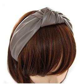 axy HR27AL Leather Look Hair Band Women's Hair Band Vintage Hairband Headband Classic and Fashionable Leather HR27AL (Grey)