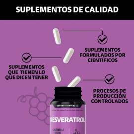 Resveratrol 100% Vegano de alto contenido en Polifenoles | Suplemento Alimenticio Con Pimienta Negra Para Mejor Absorción, Vitamina C, Semilla De Uva Y Acai Beyond Vitamins Antioxidante | 180 Capsulas