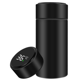 Flintronic 200 ML Mini Thermal Flask, Stainless Steel Insulated Water Bottle, LED Temperature Display Smart Water Cup, Stainless Steel Vacuum Drink Flasksfor for Hot & Cold Drinks, Black