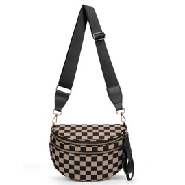 HICARRY Checkered Crossbody Purse for Women Nylon Checkerboard Bum Bags Checkered Cross Body Bags