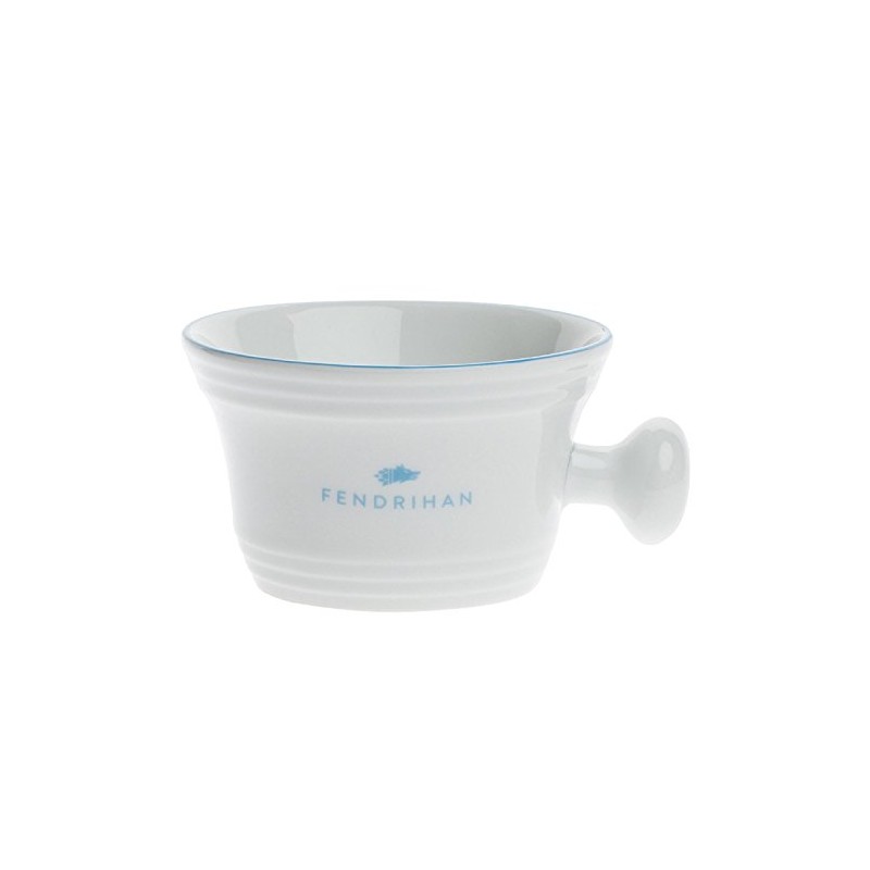 Fendrihan Porcelain Shaving Mug for Lathering, Hand-Painted Rim (Light Blue)