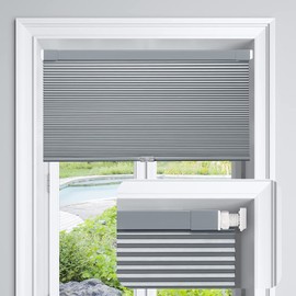 LazBlinds Cordless Cellular Shades, No Tools No Drill Blackout Honeycomb Shades Pleated Blinds for Windows, 38'' W x 48'' H, Dark Grey