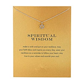 COLORFUL BLING Dainty Lucky Elephant Horseshoe Clavicle Chain Key Angel Wing Hexagram Star Pendant Necklace Friendship BFF Jewelry-Hexagram