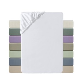 MILDLY Fitted Sheet 120 x 200 cm Satin, 100% Long Staple Cotton Silky Luxury Flat Sheet up to 25 cm Mattress Height, Oeko-Tex Certified, White