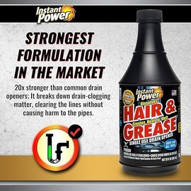 Instant Power Hair & Grease Liquid Drain Opener 20 oz. - Total Qty: 6