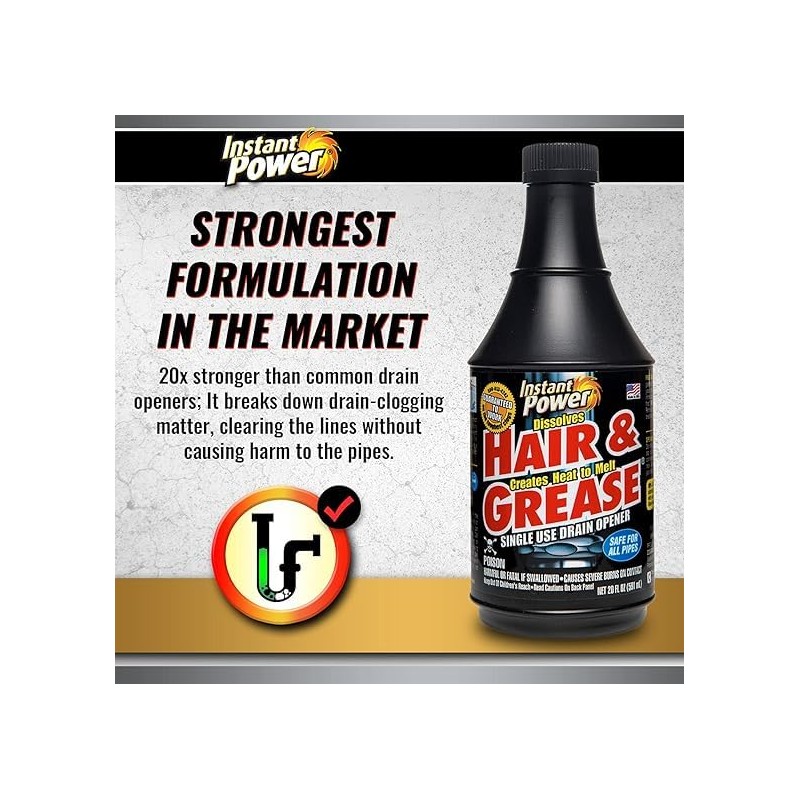 Instant Power Hair & Grease Liquid Drain Opener 20 oz.