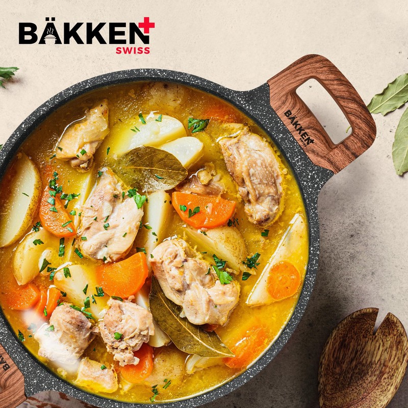 Bakken-Swiss 14-Piece Kitchen Cookware Set – Granite Non-Stick – Eco-Friendly