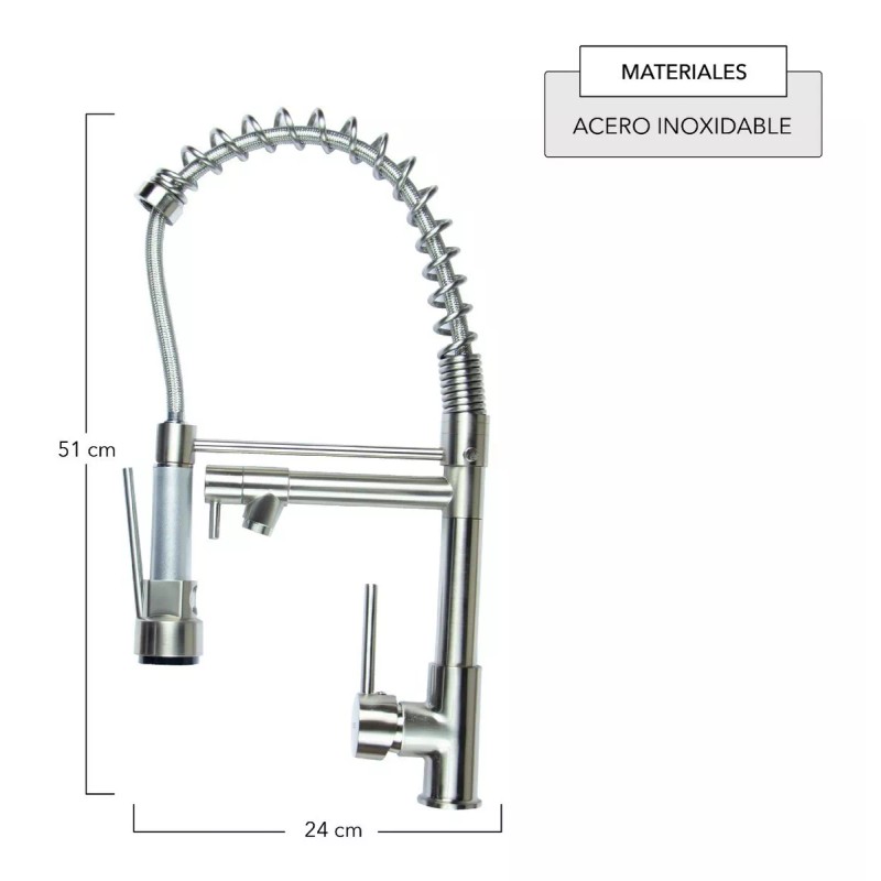 Cnx Mezcladora Flexible Monomando Para Fregadero Niquelado