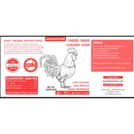 JADINGSFARM Freeze Dried Chicken Liver Pet Treats, High Protein Freeze-Dried Pet Food for Dogs, Cats, Single Ingredient, High Protein, Grain-Free