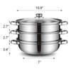 Steamer Pot for Cooking 11 inch Stainless Steel, 3-tier Multipurpose