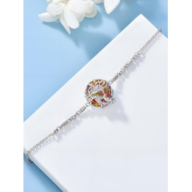 TOUPOP Phoenix Jewelry for Women 925 Sterling Silver Phoenix Bracelet Adjustable Slider Bracelets Birthday Gifts for Her, Large, Sterling Silver, crystal