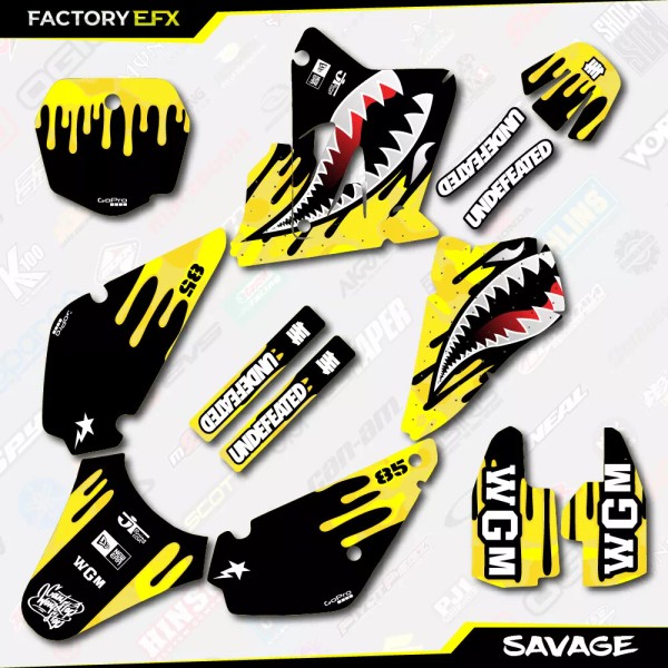Factory EFX Yellow Savage Racing Graphics Kit fits 01-21 Suzuki