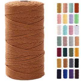 MAOQIAN Caramel Macrame Cord 2mm x 220Yards,Colored Cotton Rope Colorful Cotton Cord Soft Craft Cord Twine for Wall Hanging Plant Hangers Crafts Decorative Projects