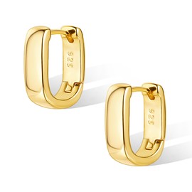 14K Gold Plated Sterling Silver Earrings Small Chunky Earrings for Women Trendy Small Hoop Earrings Gold Hypoallergenic Earrings Small Thick Huggie Hoops Earrings for Jewelry Gifts