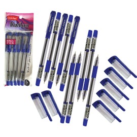 Goldex Kwiker Ball Pen BLUE 10 x 0.7mm Smooth Ballpoint Biros Pens Rubber Grip